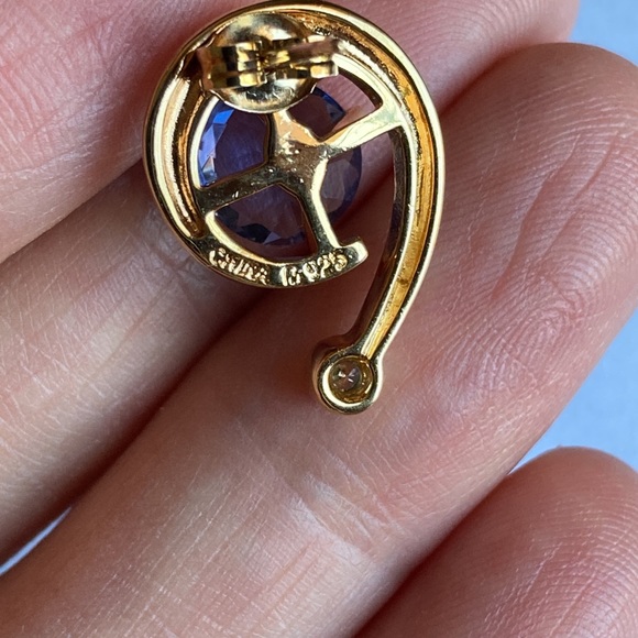 Ross Simons gold over sterling silver blue stone earrings - Picture 7 of 7